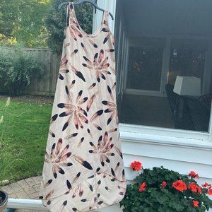 XXI satin feathers high-low dress